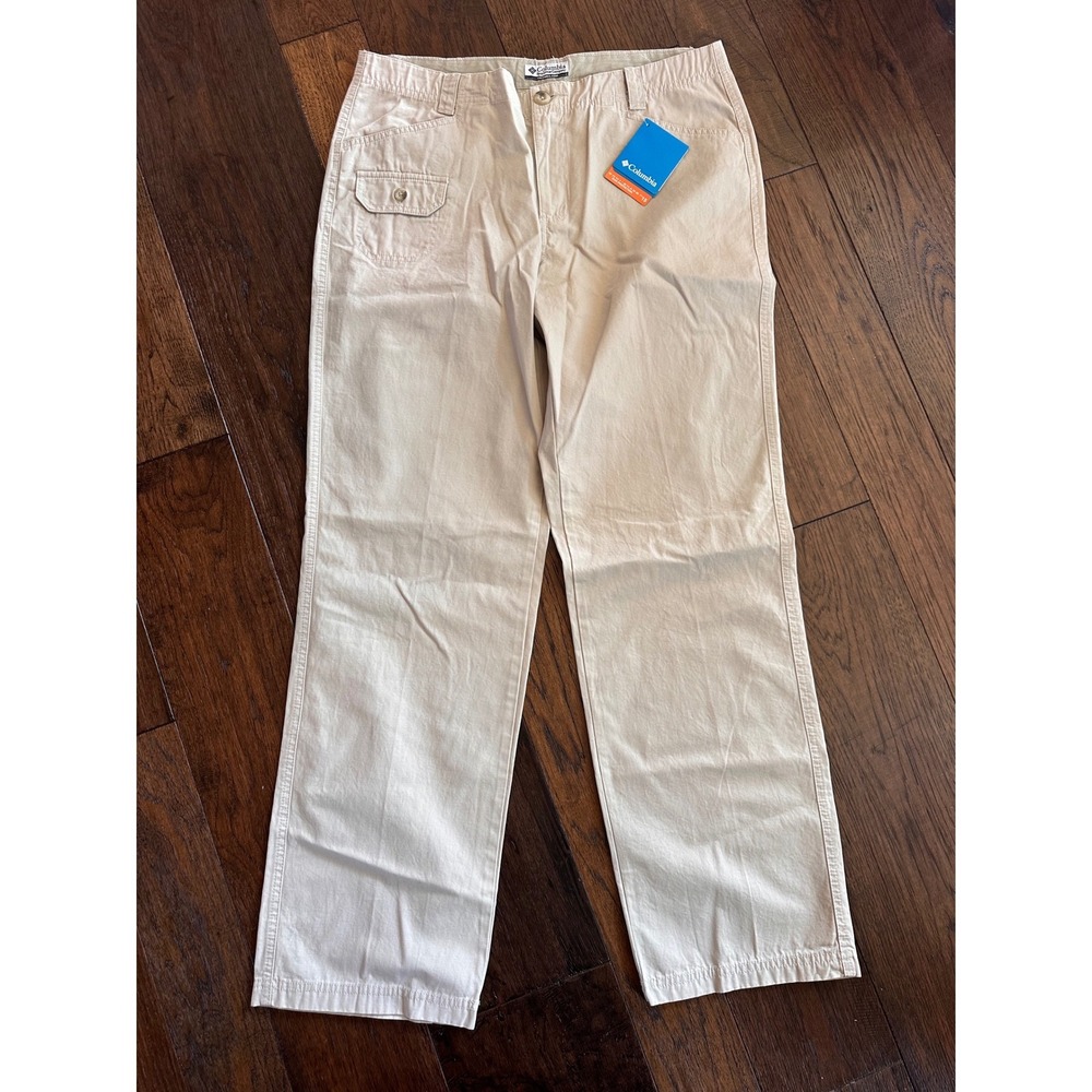 Columbia Omni-Shade UPF 15 Sun Protection Pants Tan Straight Leg Women Size 12